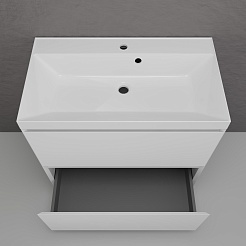 Style Line Тумба с белой раковиной Манхэттен 80 Plus эмаль белая матовая – фотография-5